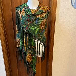 NWT FARM Rio Colorful Fringe Sarong with Pineapple Design OS